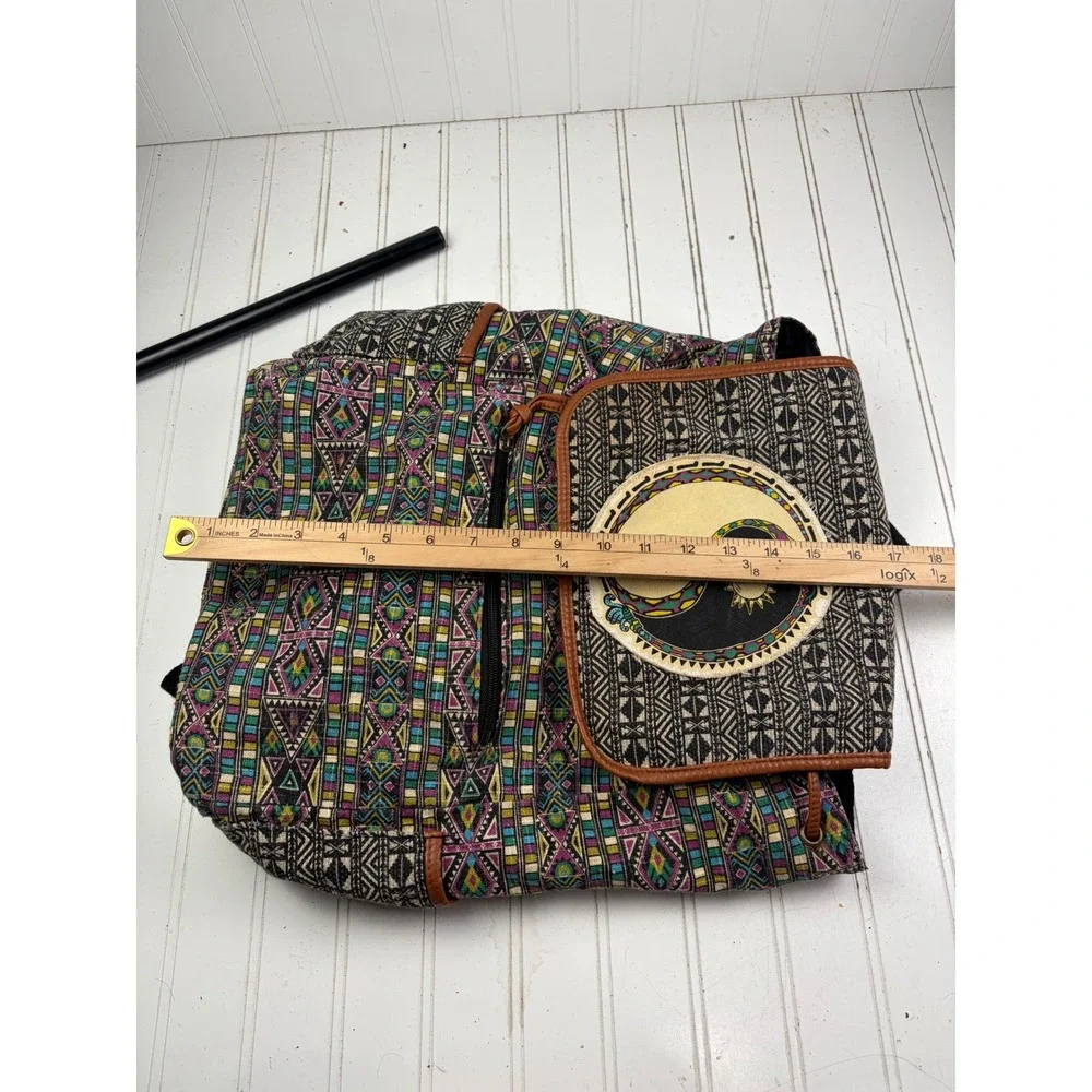 Mossimo Vintage Y2K Boho Hippie Tribal Multicolor Yin Yang Backpack Bookbag